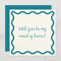 Blue Wavy Will you be my maid of honor? Proposal Invitation