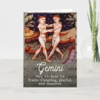 Gemini the Twins Zodiac Sign Birthday Party Card