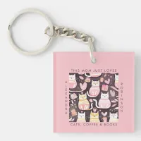 This Mom Just Loves Cats, Coffee & Books Keychain