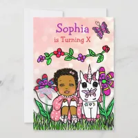 African-American Fairy Birthday Invitation