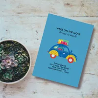 Colorful Car on the Move Flat Announcement Card