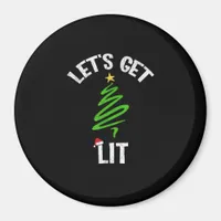 Let's Get Lit Drinking Funny Christmas Magnet