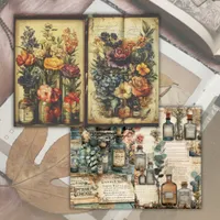 Vintage Apothecary Botanical Junk Journal Paper