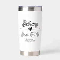 Cute Personalized Bride to be Black and White Insulated Tumbler