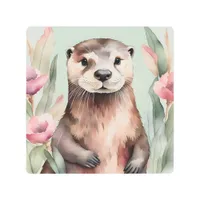 Adorable Otter Watercolor Metal Print