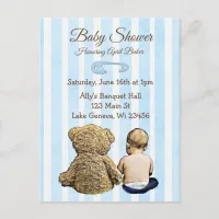 Baby and Teddy Bear Baby Shower Postcard Invites