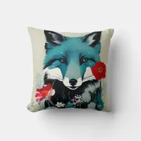 Blue Fox Throw Pillow