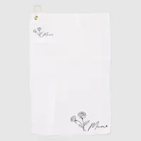 Minimalist Elegant Floral Mom Gift Golf Towel