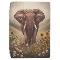 Majestic Elephant in Wildflower Field