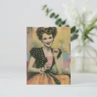 Cute 1950s Fairy at the Ice Cream Shop Postcard
