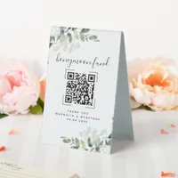 Eucalyptus Wedding Honeymoon Fund QR Code Table Tent Sign