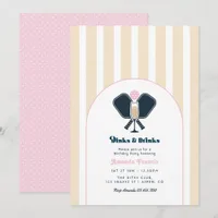 Preppy Pickleball Dinks & Drinks Birthday Party Invitation