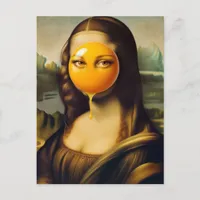 Funny Mona With Egg on Her Face Her Eyes  Postcard