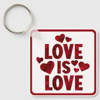 Love is Love Red Hearts Keychain