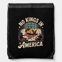 No Kings In America Retro Classic Drawstring Bag