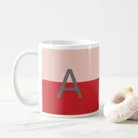 Modern Simple Red and Pink Monogram Coffee Mug