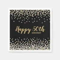 Gold Silver Confetti 50th Birthday Party Napkins