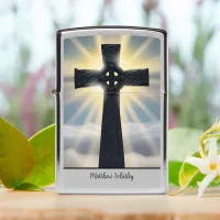 Sunshine Backdrop Black Celtic Cross Zippo Lighter