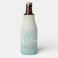 Beach House Sunglasses and Flip Flops Aqua ID623 Bottle Cooler