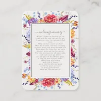 Succulents Photo Funeral Memorial Poem Card