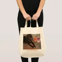 Halloween Chocolate Labrador Dog with Sweet Tooth Tote Bag