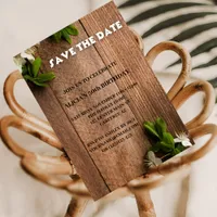 Save The Date White Brown 50th Birthday Invitation