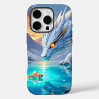 Surreal White Dragon and Gold Fish iPhone 16 Pro Case