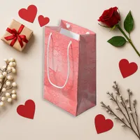 Romantic Pink Whimsical Heart Pattern  Small Gift Bag