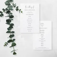 Budget Elegant Text  Black White Wedding Program