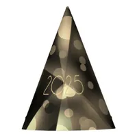 2025 new year with golden bubbles party hat