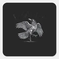 Crow, F-Caw-F Funny Bird Moon Gothic Adult Humor C Square Sticker