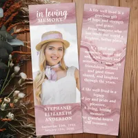 Memorial Prayer Rose Quartz Modern Photo Funeral Bookmarks