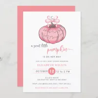 Coquette Pumpkin Pink Bow Girl Baby Shower Invitation