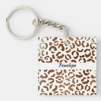 Monogram Big Cat Print Abstract Keychain