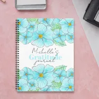 Watercolor Aqua Blue Flowers and Greenery Journal