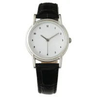 Womens Classic Black Leather Strap Watch Add Own