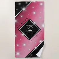 Elegant 52nd Star Ruby Wedding Anniversary Beach Towel