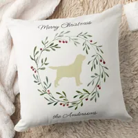 Yellow Labrador Merry Christmas Labrador Retriever Throw Pillow
