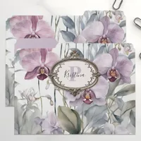 Charming Pastel Orchid Blooms with Vintage Frame File Folder