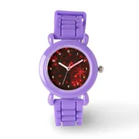 Snowflakes on Deep Red Background Watch