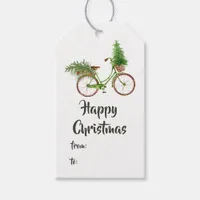 Watercolor Floral Bicycle Christmas Gift Tags