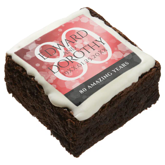 Elegant 80th Ruby Wedding Anniversary Celebration Brownie