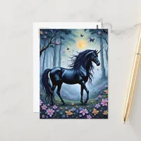 The beautiful black unicorn postcard
