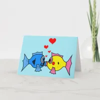 Valentine Kissing Fish in Love Card