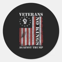Military Veterans Protest USA Flag No Kings Americ Classic Round Sticker
