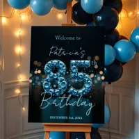 Elegant Chic Sapphire Blue and Black 85th Birthday Foam Board
