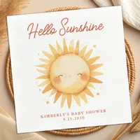 Hello Sunshine Boho Sun Gender Neutral Baby Shower Napkins