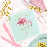 Tropical Flamingo Sweet 16 Happy Birthday ID922 Napkins