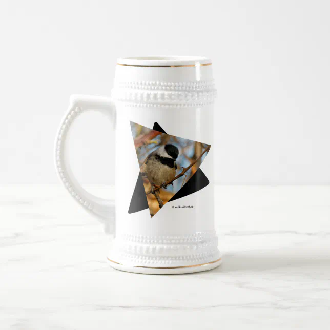 Cute Hopeful Black-Capped Chickadee Songbird Beer Stein