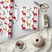 Red Christmas Reindeer Pattern#12 ID1009 Wrapping Paper